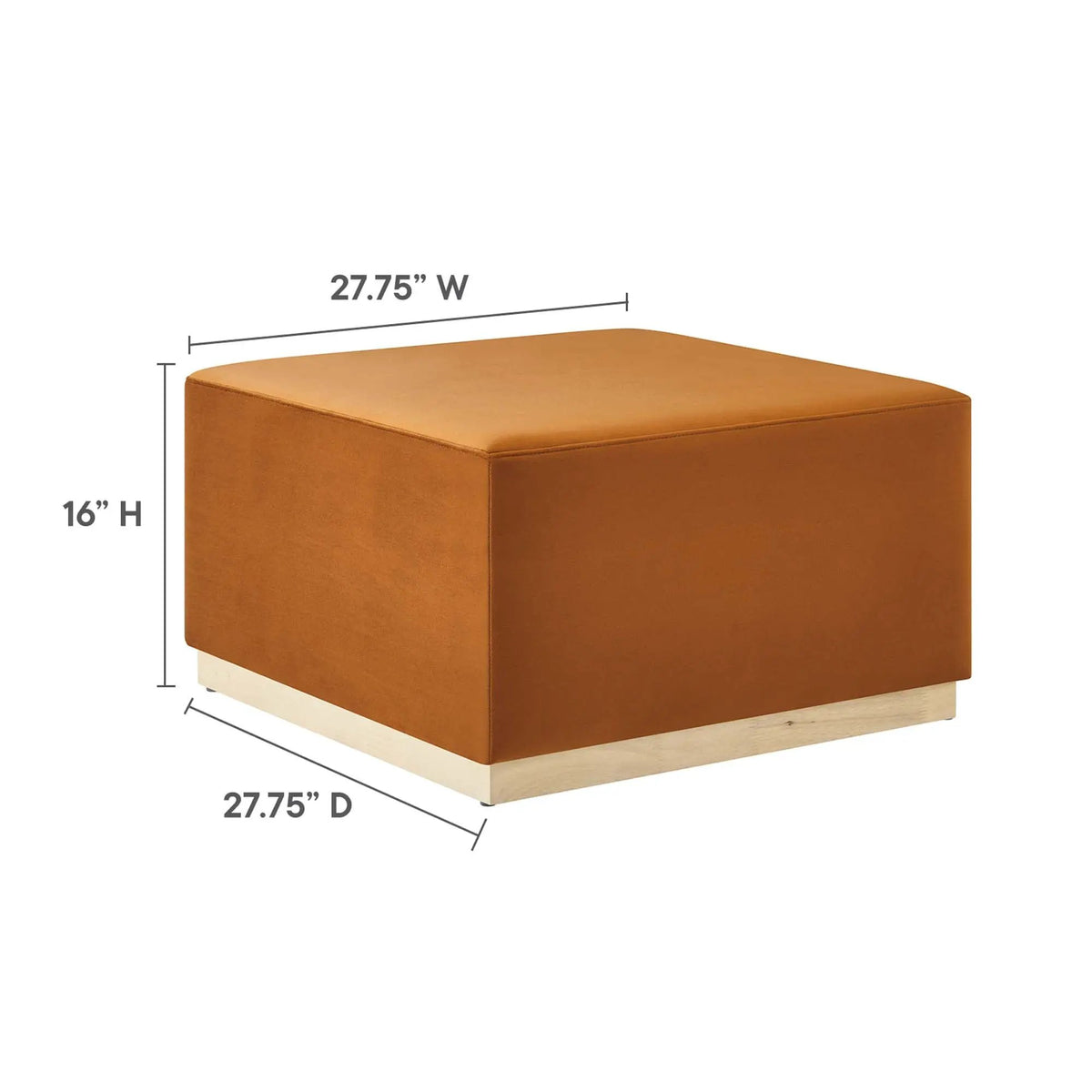 Tilden Large 28" Square Performance Velvet Upholstered Ottoman by HouseOfZazla