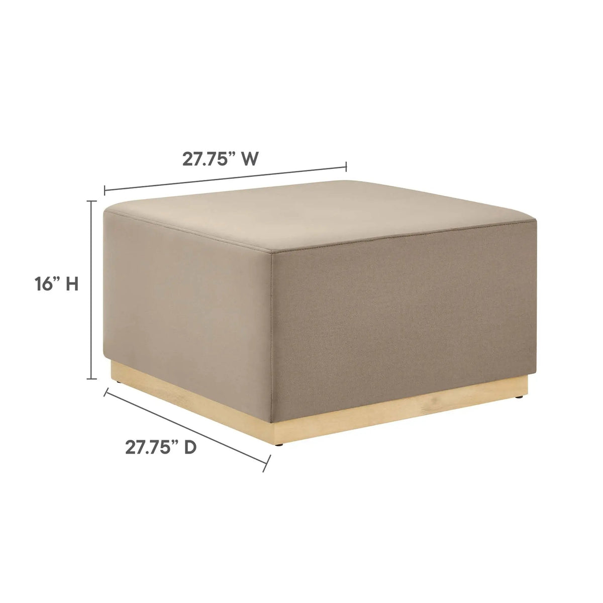 Tilden Large 28" Square Performance Velvet Upholstered Ottoman by HouseOfZazla