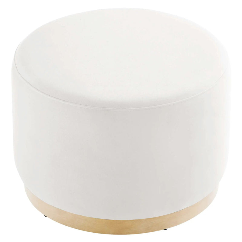 Tilden Large 23" Round Performance Velvet Upholstered Ottoman by HouseOfZazla