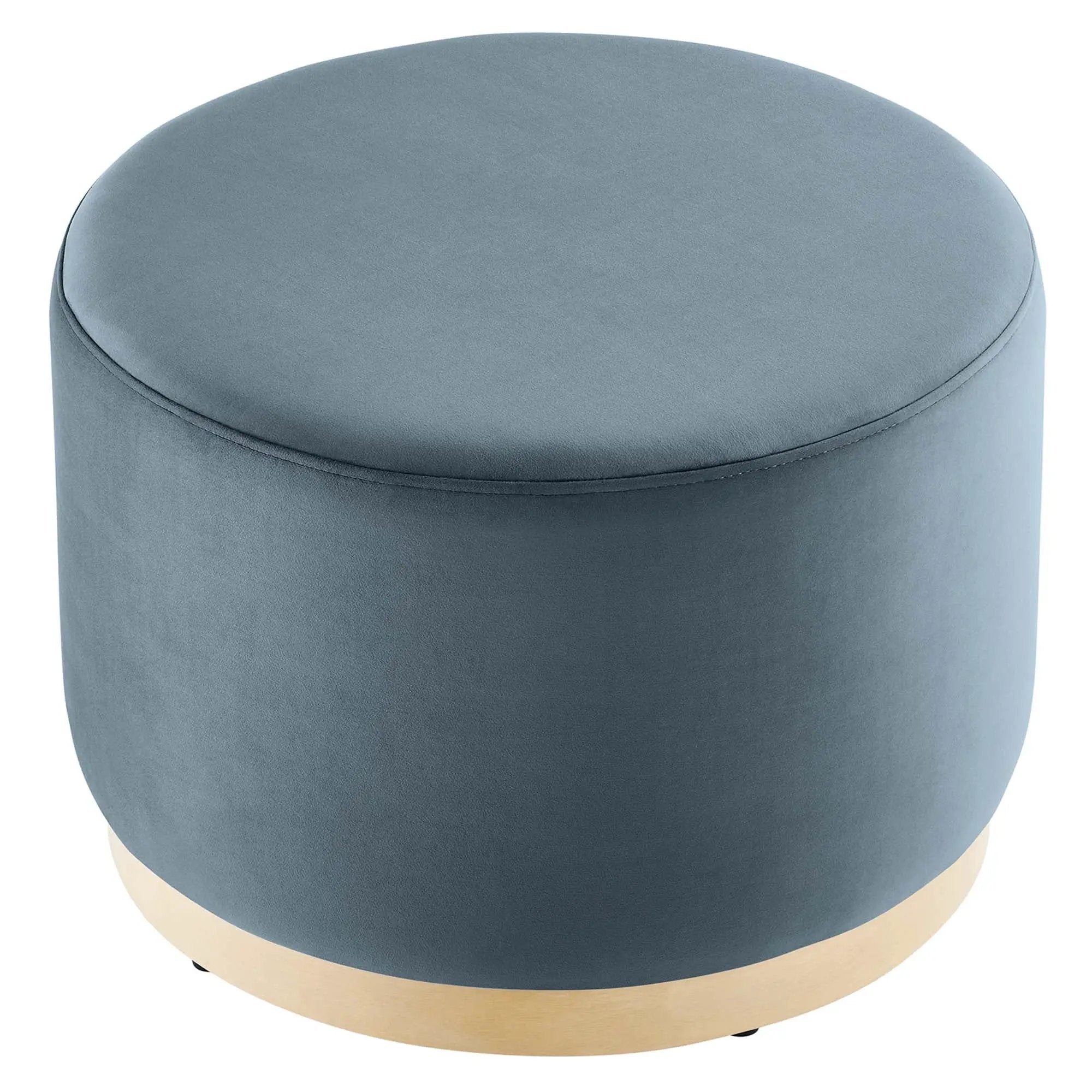 Tilden Large 23" Round Performance Velvet Upholstered Ottoman by HouseOfZazla