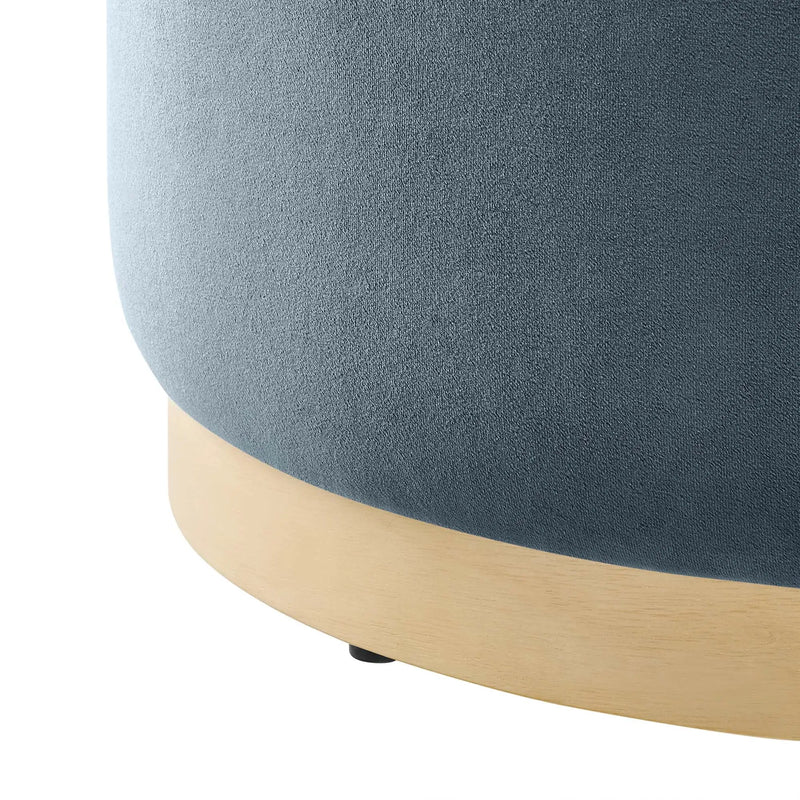 Tilden Large 23" Round Performance Velvet Upholstered Ottoman by HouseOfZazla