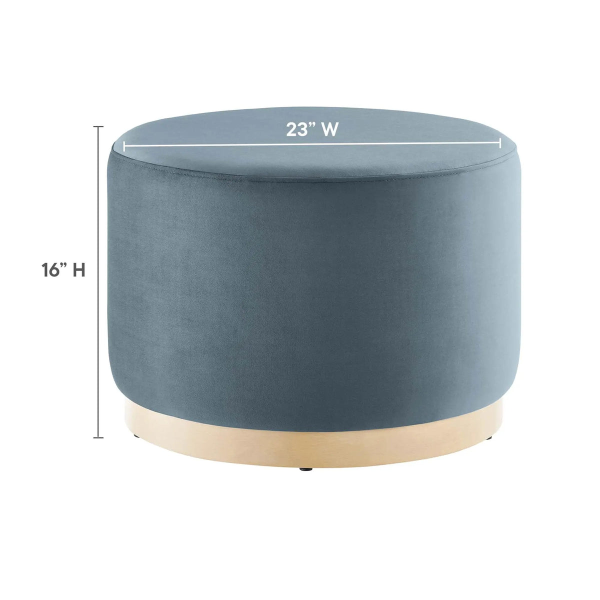 Tilden Large 23" Round Performance Velvet Upholstered Ottoman by HouseOfZazla