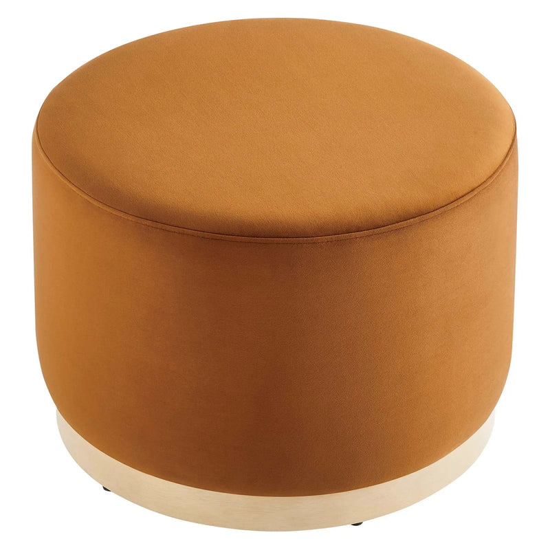 Tilden Large 23" Round Performance Velvet Upholstered Ottoman by HouseOfZazla