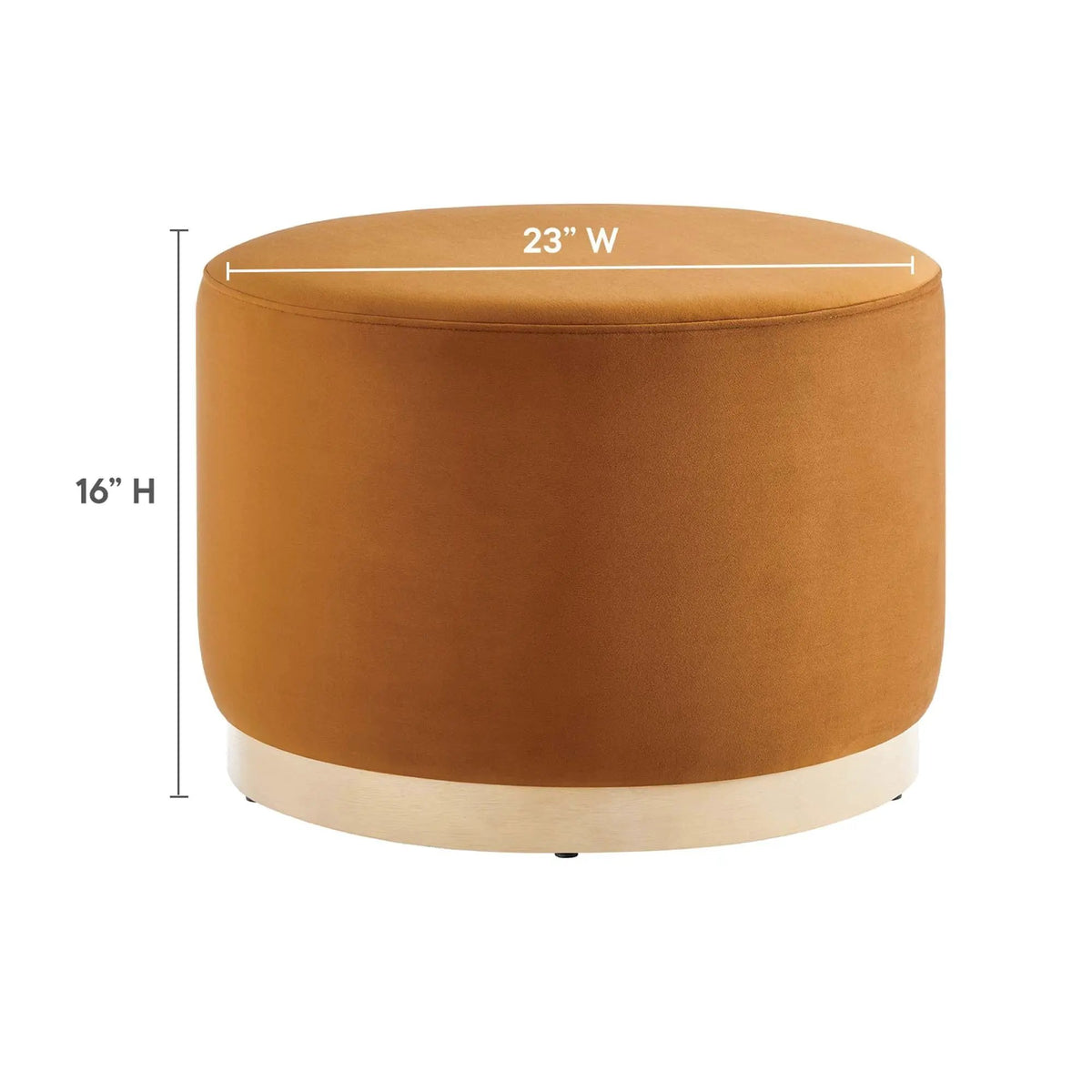 Tilden Large 23" Round Performance Velvet Upholstered Ottoman by HouseOfZazla