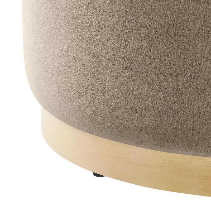 Tilden Large 23" Round Performance Velvet Upholstered Ottoman by HouseOfZazla