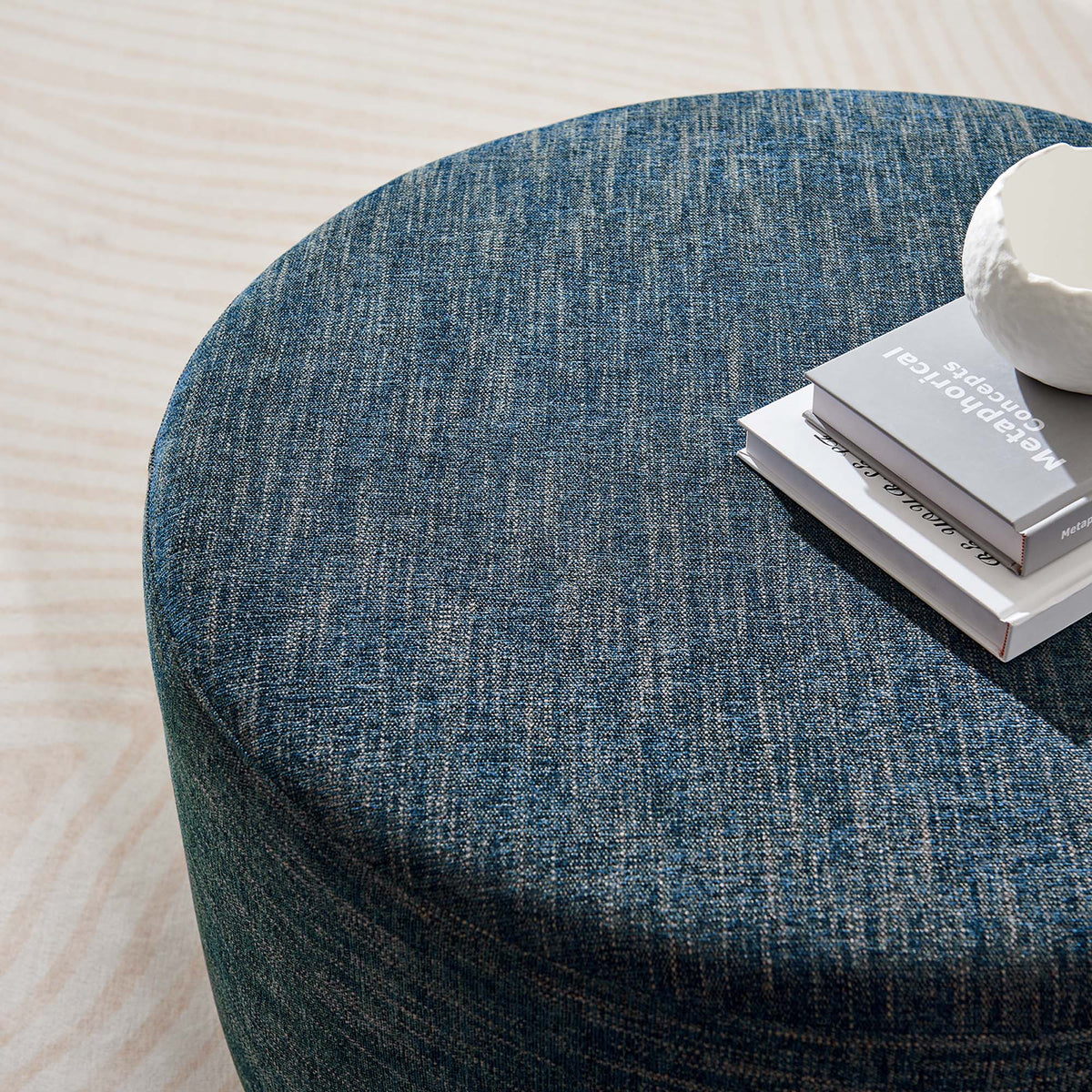 Callum Large Round Woven Heathered Fabric Upholstered Ottoman by Modway, photo 31 of 40