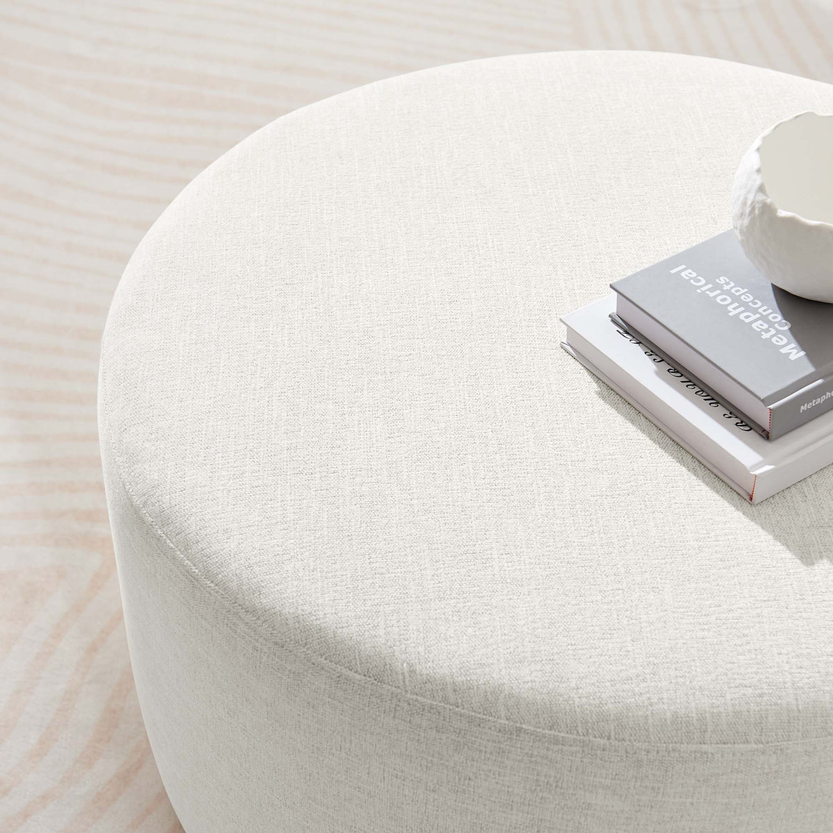 Callum Large Round Woven Heathered Fabric Upholstered Ottoman by Modway, photo 38 of 40