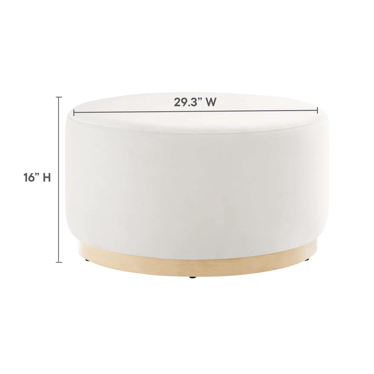 Tilden Large 29" Round Performance Velvet Upholstered Ottoman by HouseOfZazla