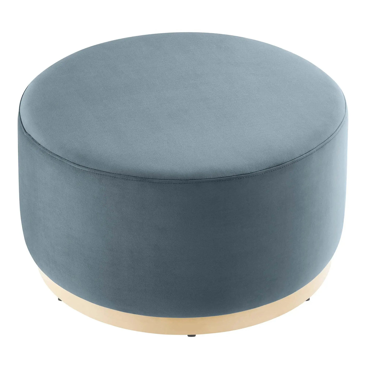 Tilden Large 29" Round Performance Velvet Upholstered Ottoman by HouseOfZazla