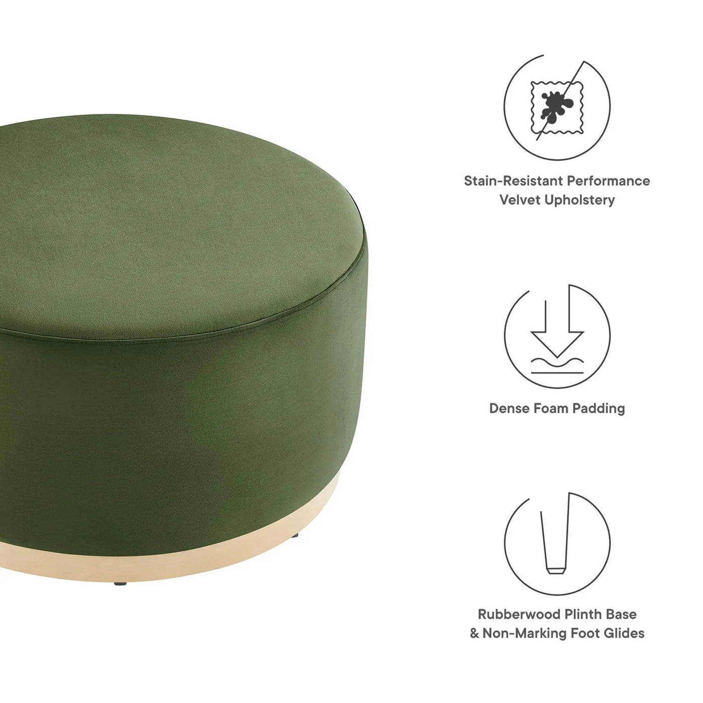 Tilden Large 29" Round Performance Velvet Upholstered Ottoman by HouseOfZazla