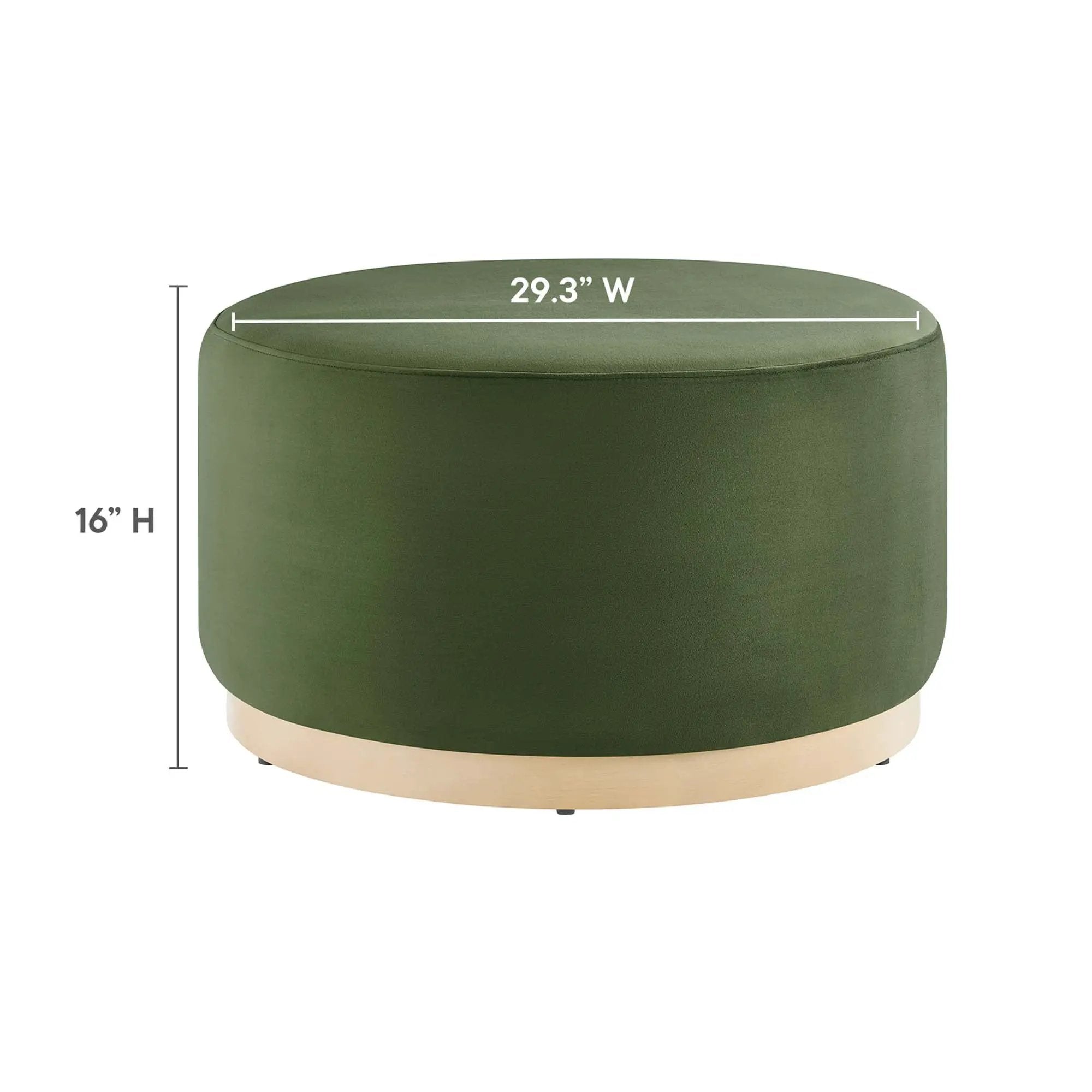 Tilden Large 29" Round Performance Velvet Upholstered Ottoman by HouseOfZazla