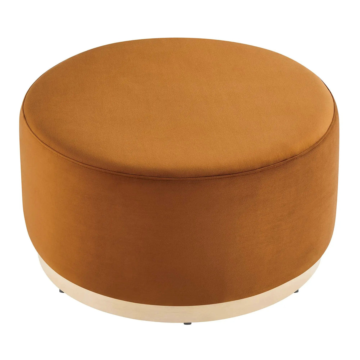 Tilden Large 29" Round Performance Velvet Upholstered Ottoman by HouseOfZazla