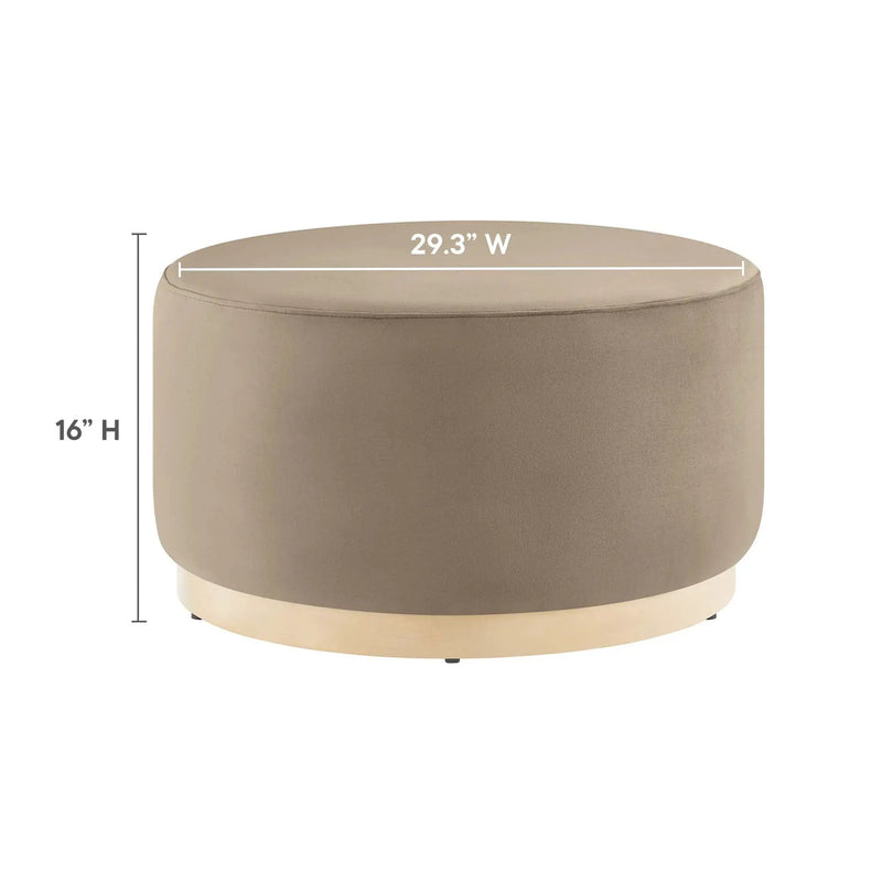 Tilden Large 29" Round Performance Velvet Upholstered Ottoman by HouseOfZazla