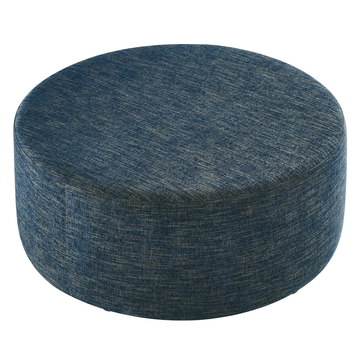 Callum Large 38" Round Woven Heathered Fabric Upholstered Ottoman by HouseOfZazla
