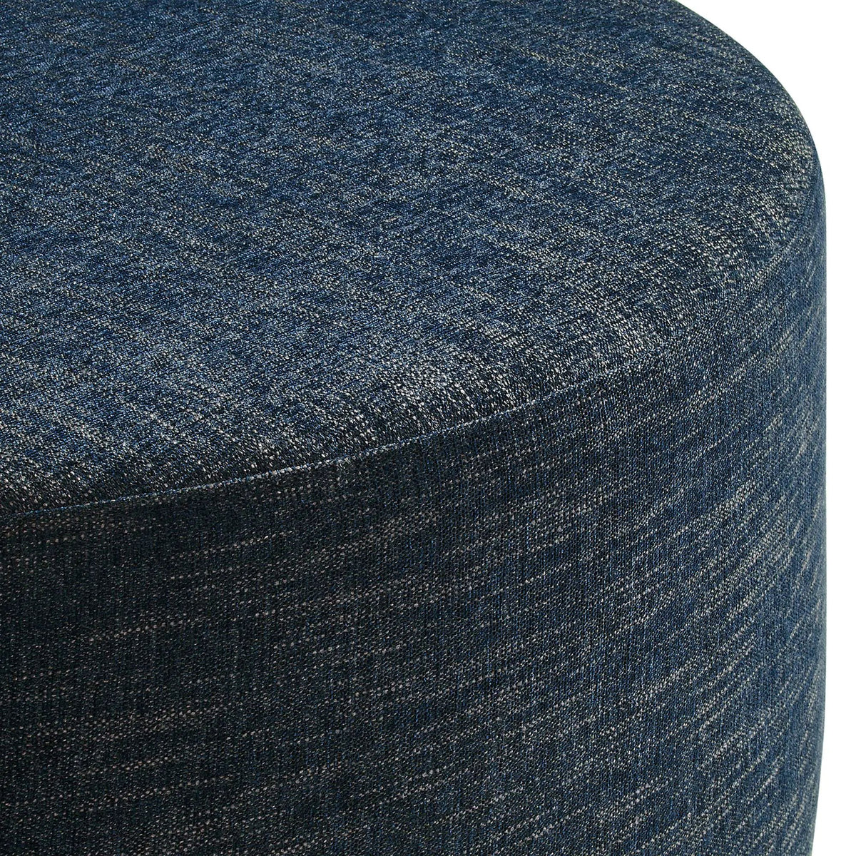 Callum Large 38" Round Woven Heathered Fabric Upholstered Ottoman by HouseOfZazla