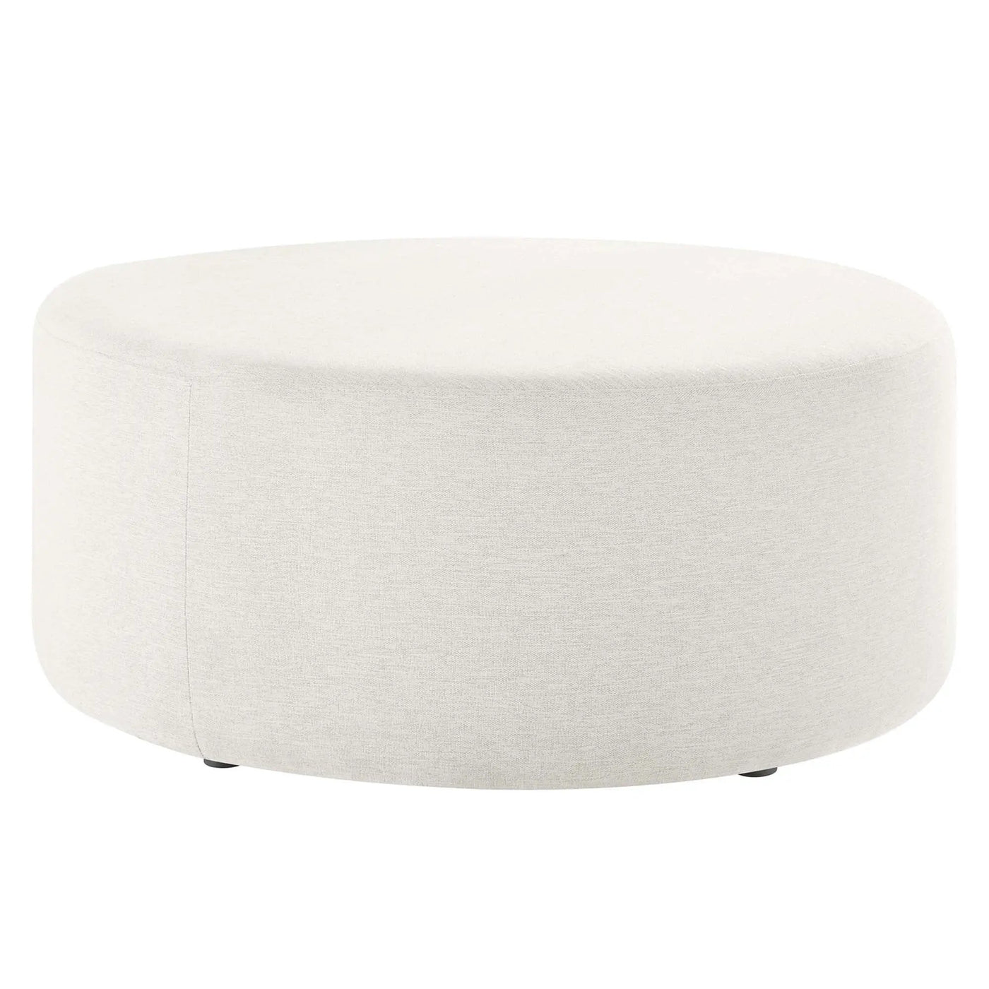 Callum Large 38" Round Woven Heathered Fabric Upholstered Ottoman by HouseOfZazla