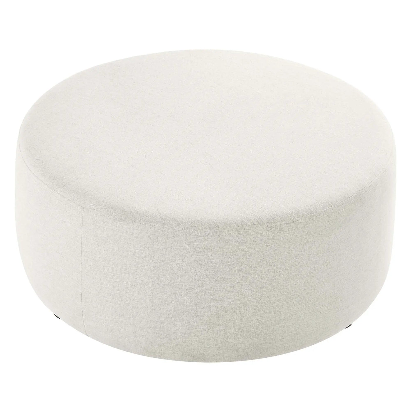 Callum Large 38" Round Woven Heathered Fabric Upholstered Ottoman by HouseOfZazla