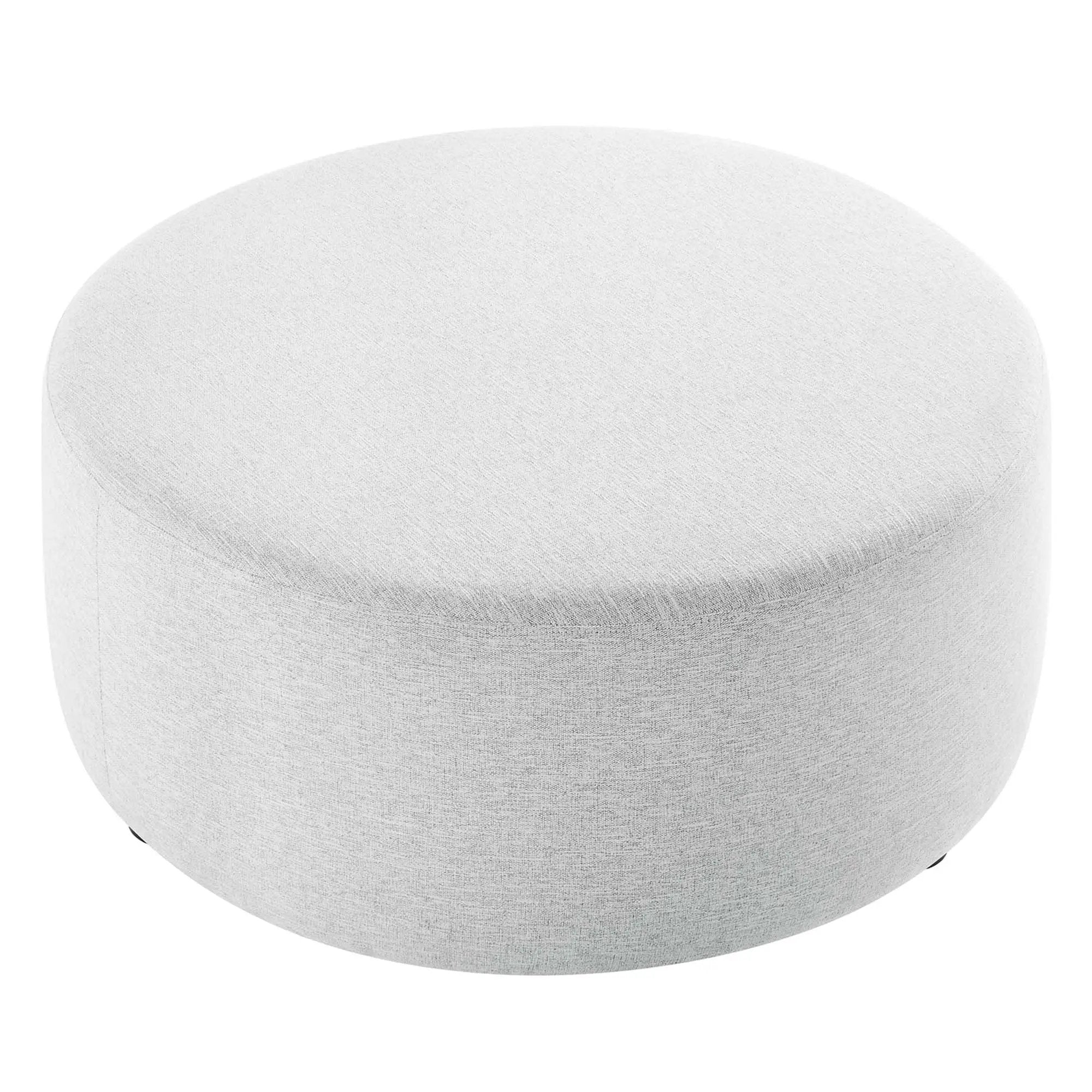 Callum Large 38" Round Woven Heathered Fabric Upholstered Ottoman by HouseOfZazla