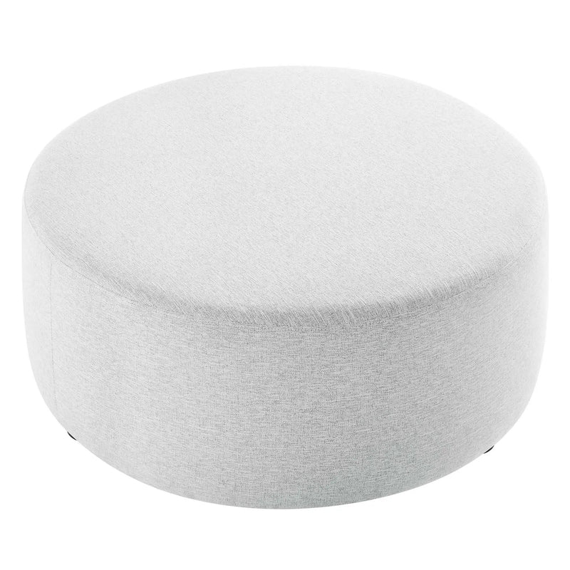 Callum Large 38" Round Woven Heathered Fabric Upholstered Ottoman by HouseOfZazla