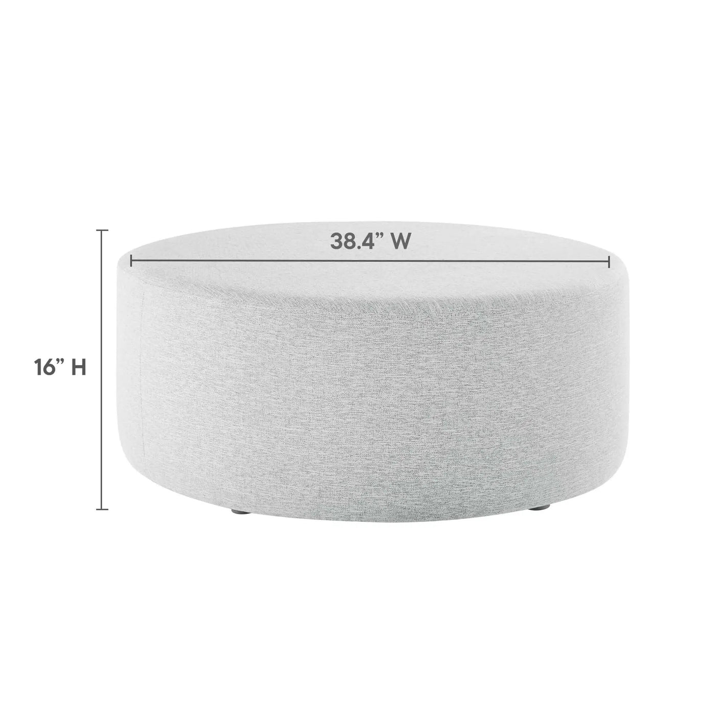 Callum Large 38" Round Woven Heathered Fabric Upholstered Ottoman by HouseOfZazla