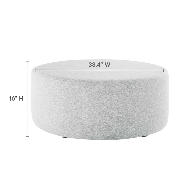 Callum Large 38" Round Woven Heathered Fabric Upholstered Ottoman by HouseOfZazla
