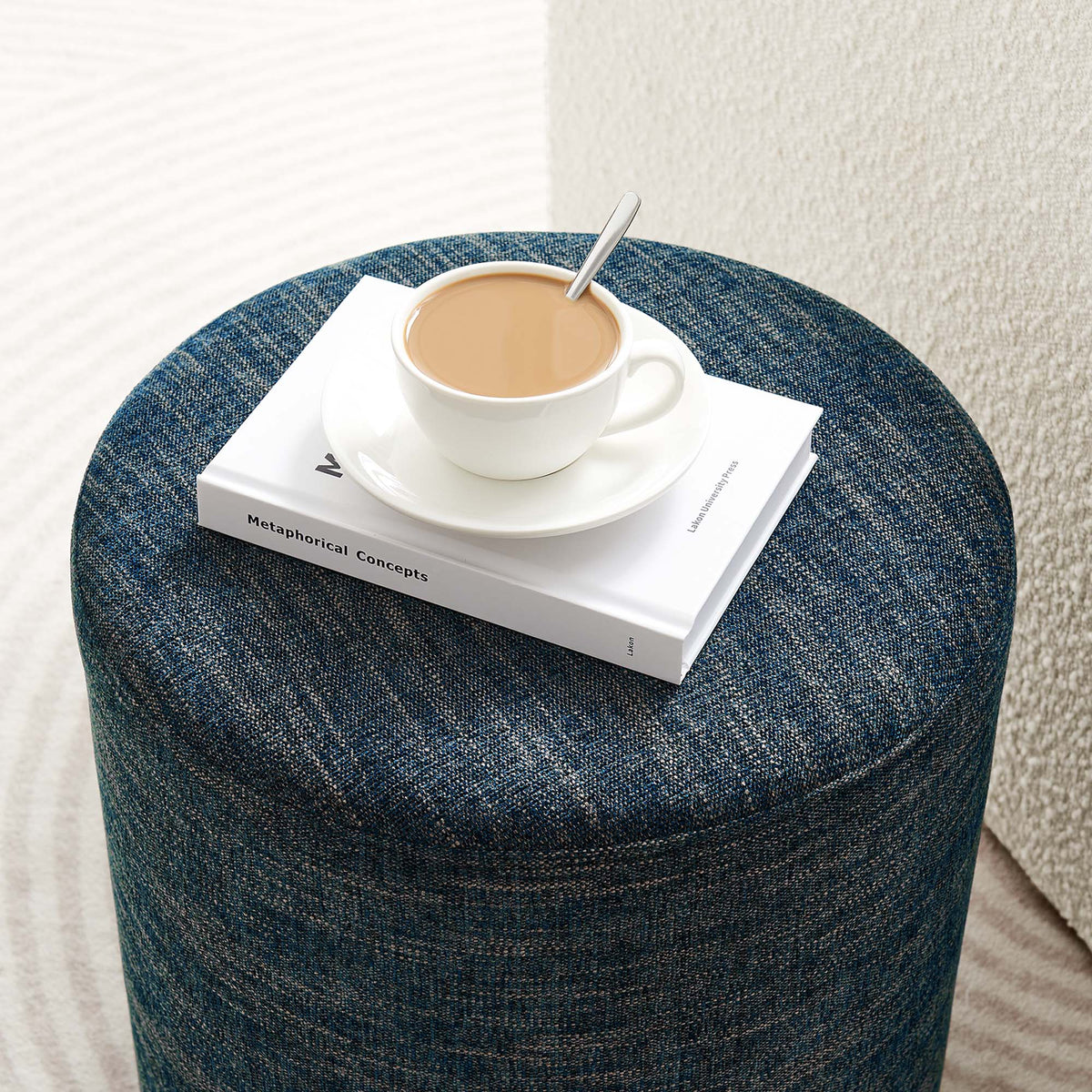 Callum 16" Round Woven Heathered Fabric Upholstered Ottoman by Modway, photo 8 of 24
