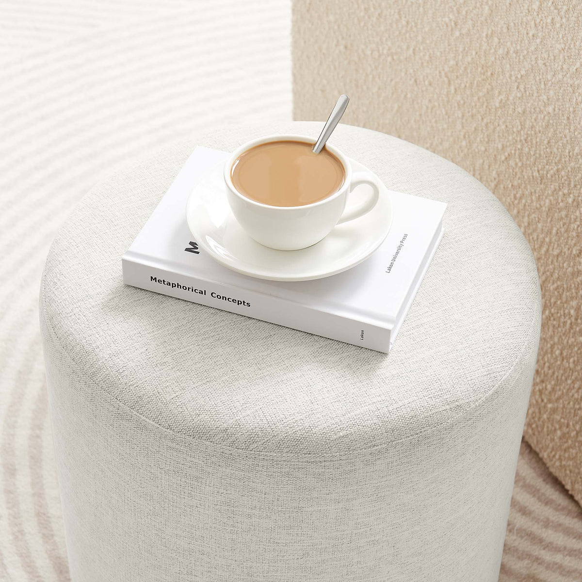 Callum 16" Round Woven Heathered Fabric Upholstered Ottoman by Modway, photo 16 of 24