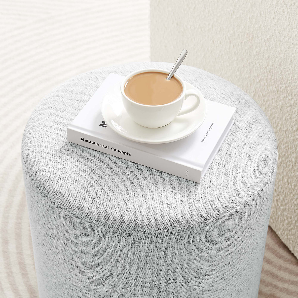 Callum 16" Round Woven Heathered Fabric Upholstered Ottoman by Modway, photo 24 of 24
