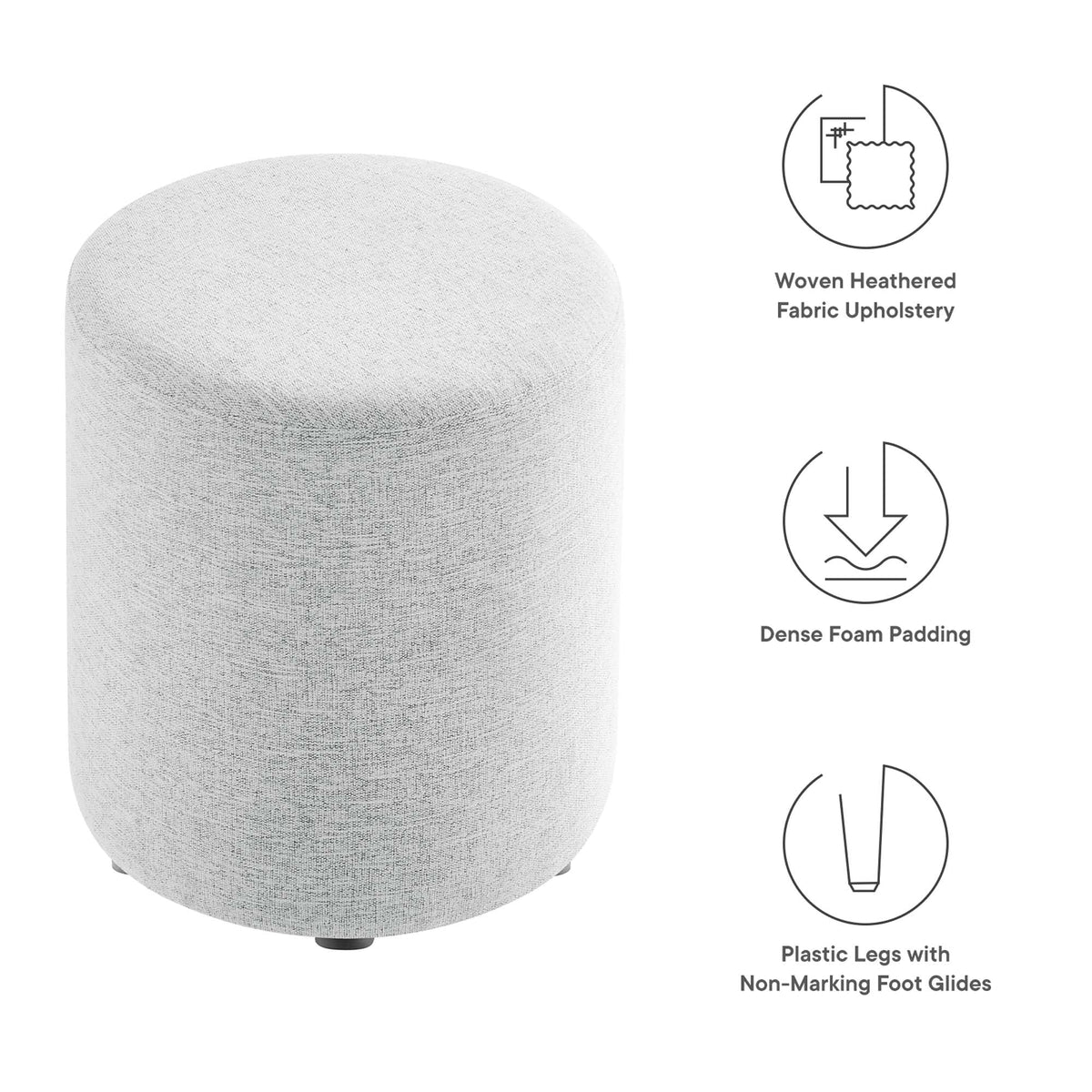 Callum 16" Round Woven Heathered Fabric Upholstered Ottoman by Modway, photo 18 of 24