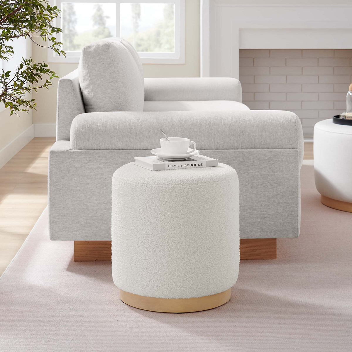 Tilden 16" Round Sherpa Upholstered Ottoman by Modway, photo 7 of 16