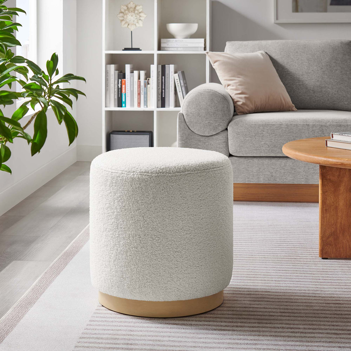 Tilden 16" Round Sherpa Upholstered Ottoman by Modway, photo 6 of 16