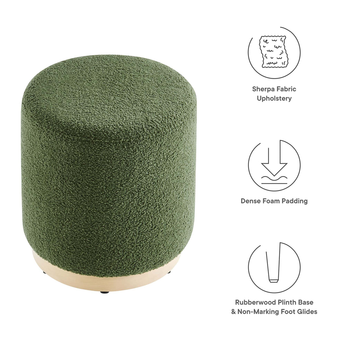 Tilden 16" Round Sherpa Upholstered Ottoman by Modway, photo 10 of 16