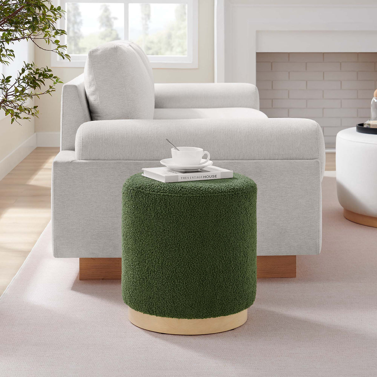Tilden 16" Round Sherpa Upholstered Ottoman by Modway, photo 15 of 16