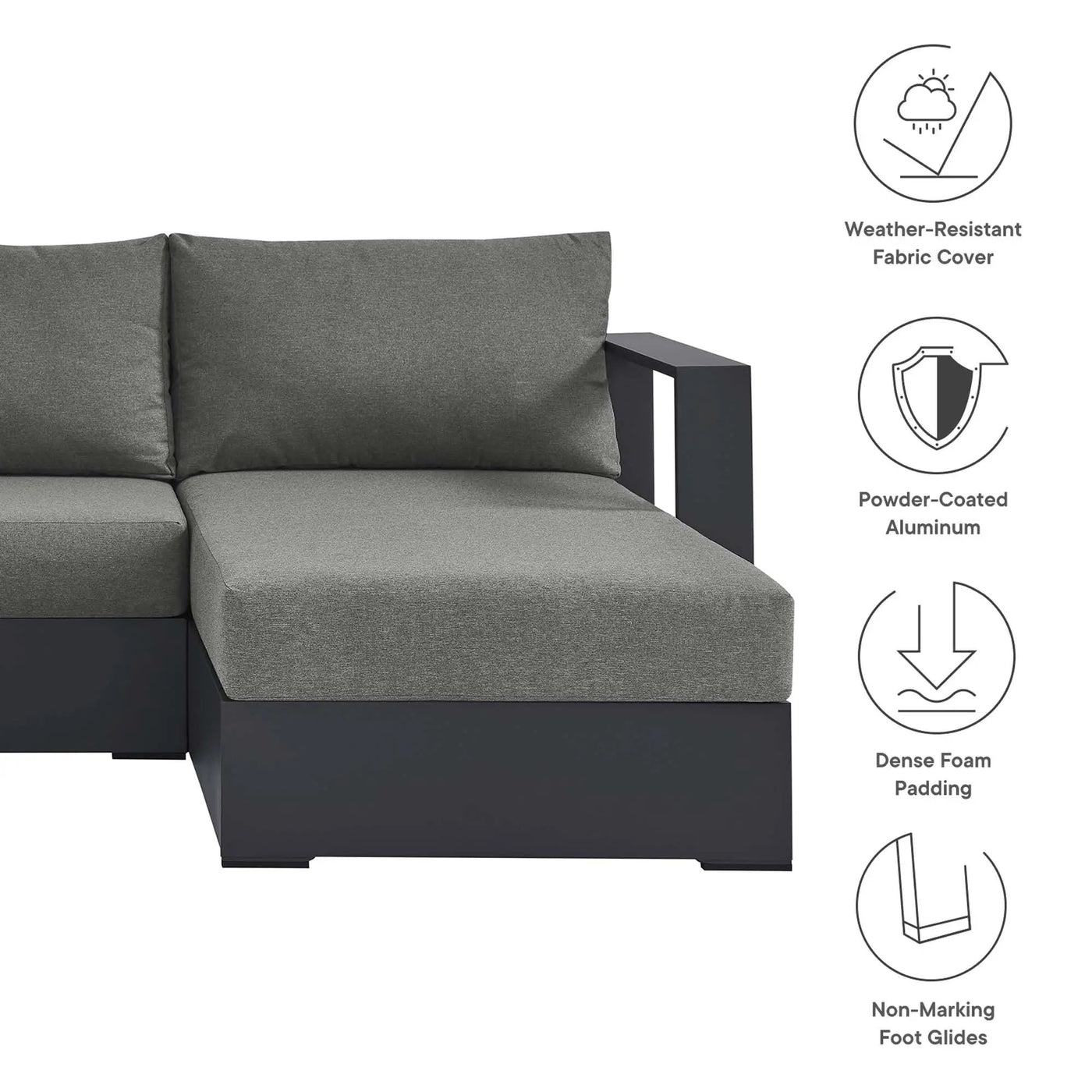 Tahoe 2-Piece Outdoor Aluminum Chaise Sectional Sofa by HouseOfZazla