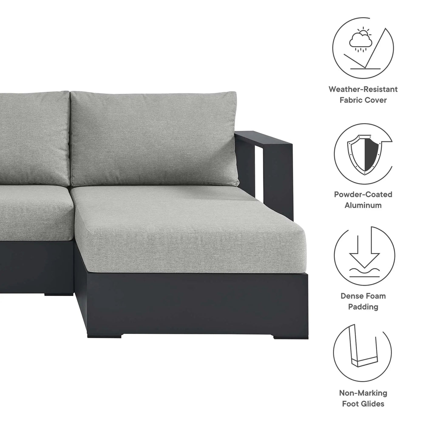 Tahoe 2-Piece Outdoor Aluminum Chaise Sectional Sofa by HouseOfZazla