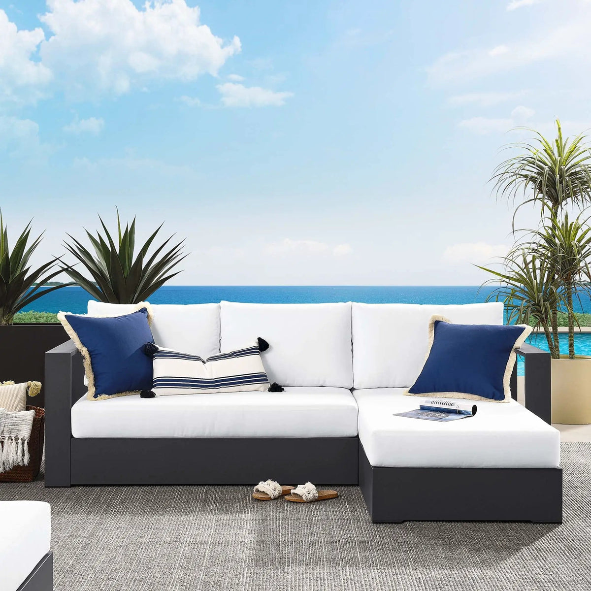 Tahoe 2-Piece Outdoor Aluminum Chaise Sectional Sofa by HouseOfZazla