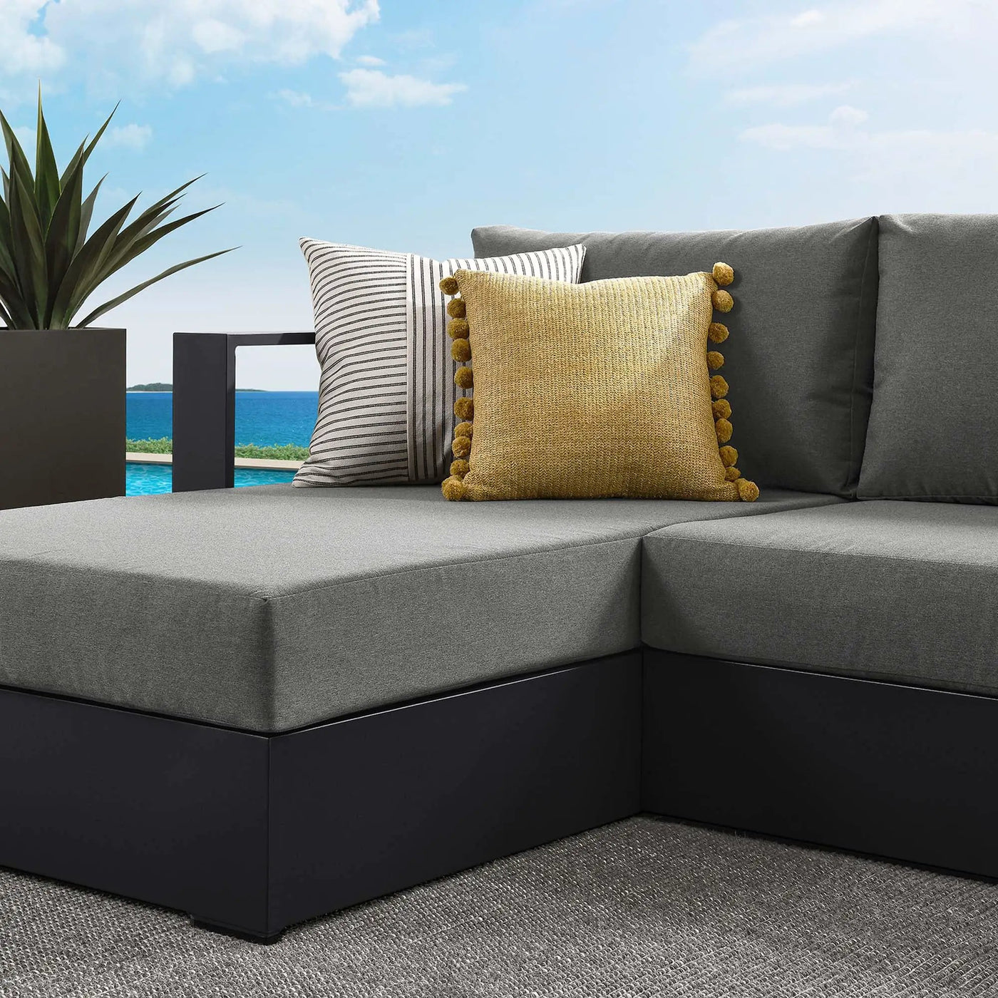 Tahoe 2-Piece Outdoor Patio Powder-Coated Aluminum Sectional Sofa Set by HouseOfZazla