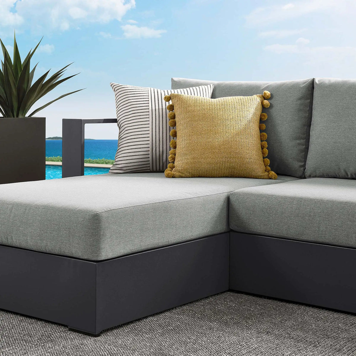 Tahoe 2-Piece Outdoor Patio Powder-Coated Aluminum Sectional Sofa Set by HouseOfZazla