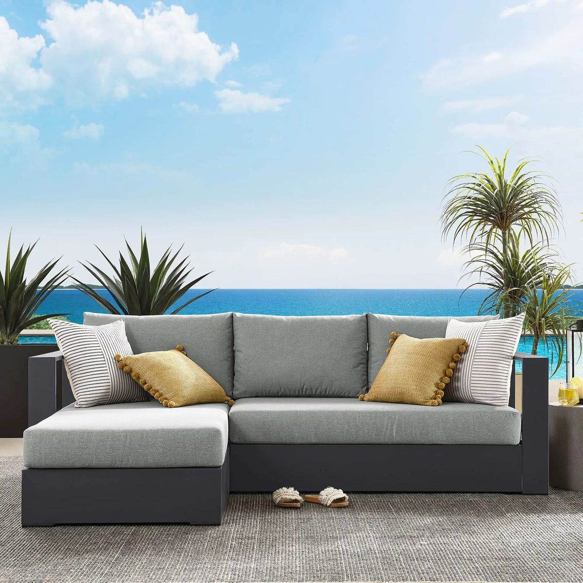 Tahoe 2-Piece Outdoor Patio Powder-Coated Aluminum Sectional Sofa Set by HouseOfZazla