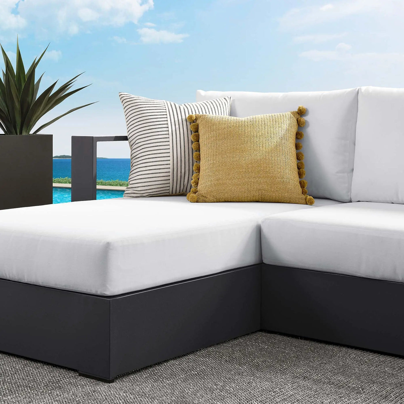 Tahoe 2-Piece Outdoor Patio Powder-Coated Aluminum Sectional Sofa Set by HouseOfZazla