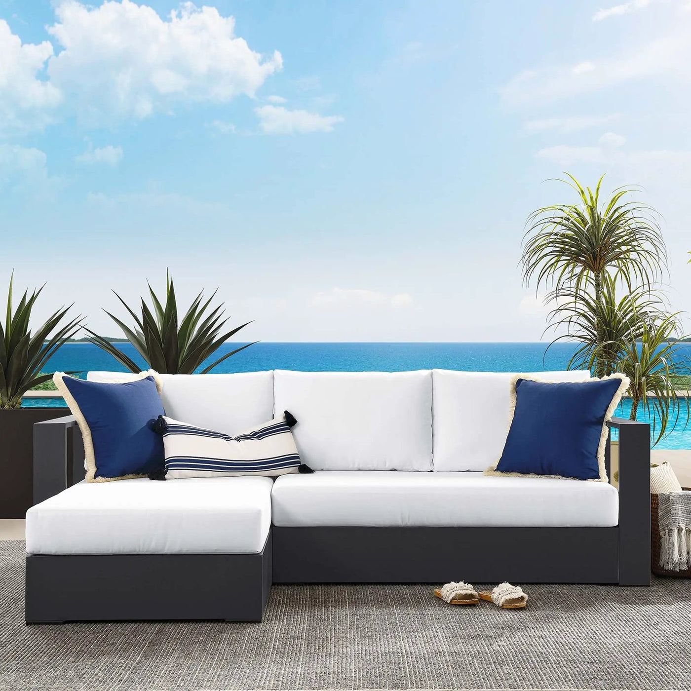 Tahoe 2-Piece Outdoor Patio Powder-Coated Aluminum Sectional Sofa Set by HouseOfZazla