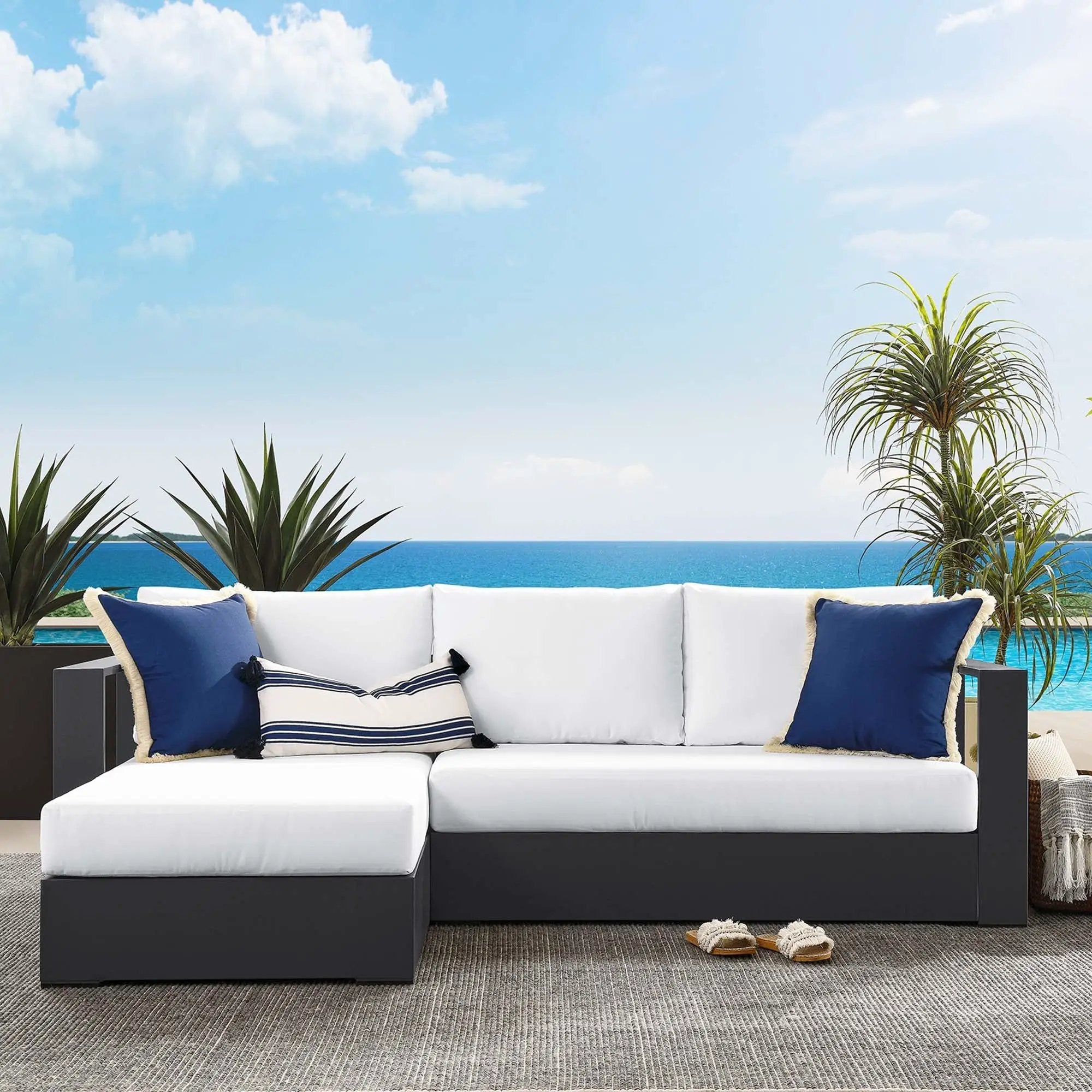 Tahoe 2-Piece Outdoor Patio Powder-Coated Aluminum Sectional Sofa Set by HouseOfZazla