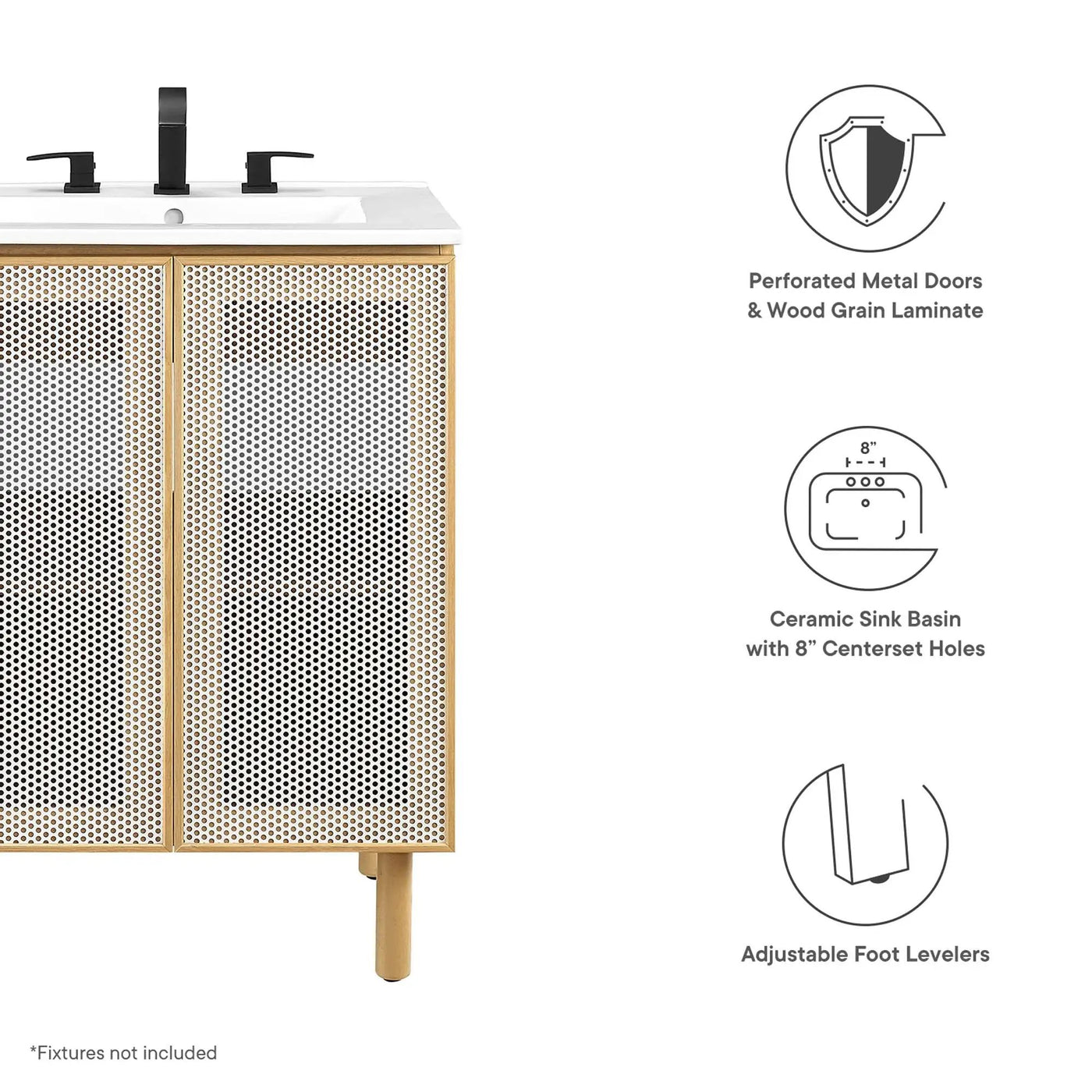 Calla 24" Perforated Metal Bathroom Vanity by Modway by HouseOfZazla