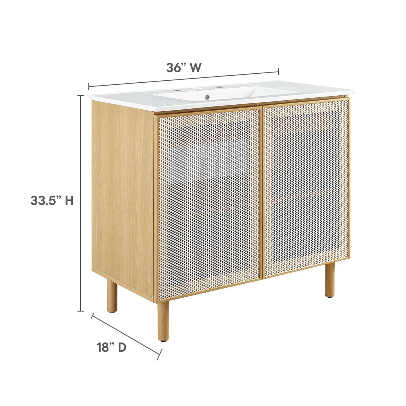 Calla 36" Perforated Metal Bathroom Vanity by Modway by HouseOfZazla
