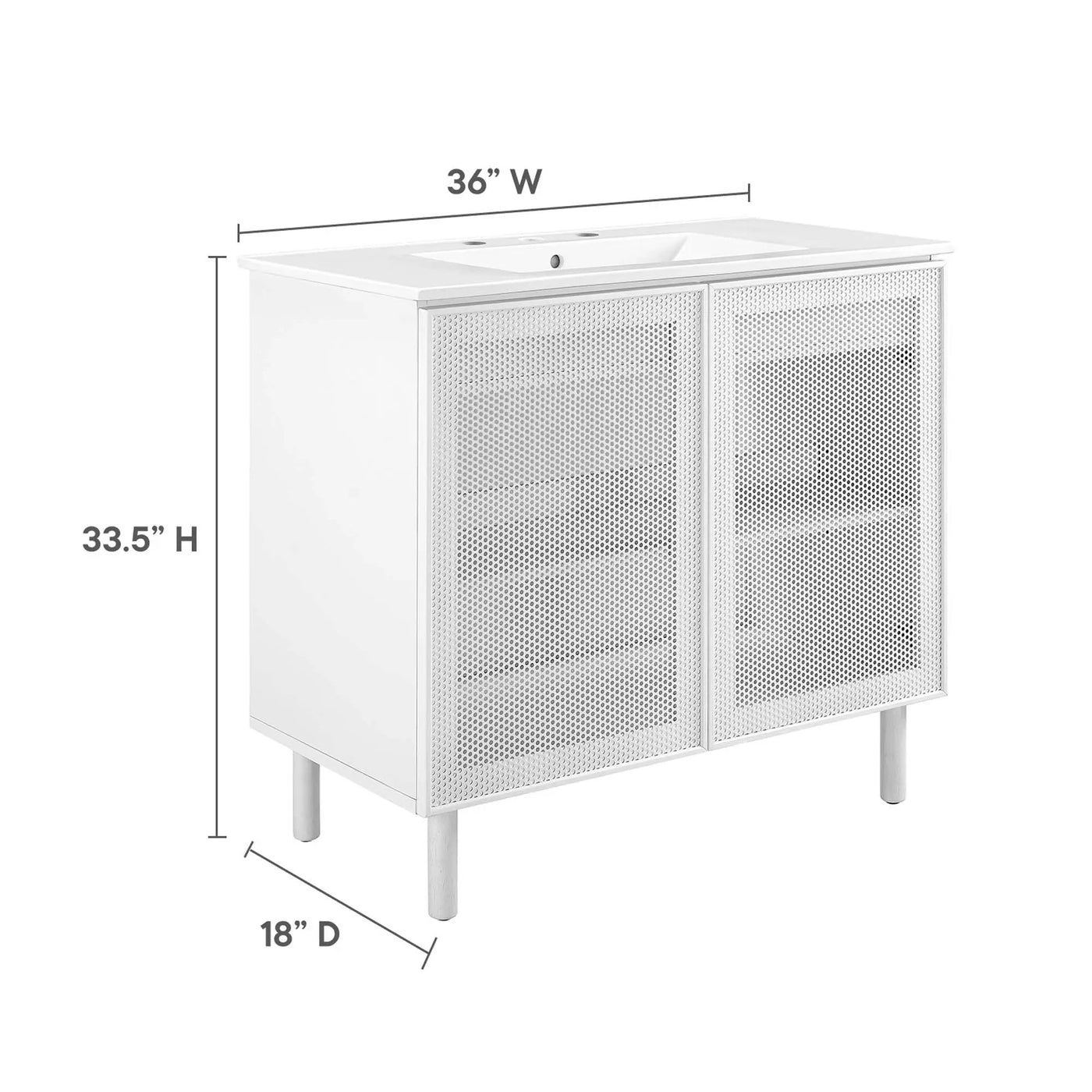 Calla 36" Perforated Metal Bathroom Vanity by Modway by HouseOfZazla