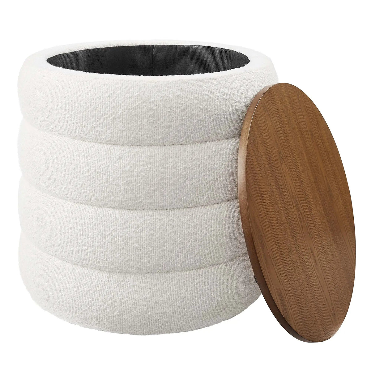 Mezzo Round Boucle Fabric Storage Ottoman by Modway by HouseOfZazla
