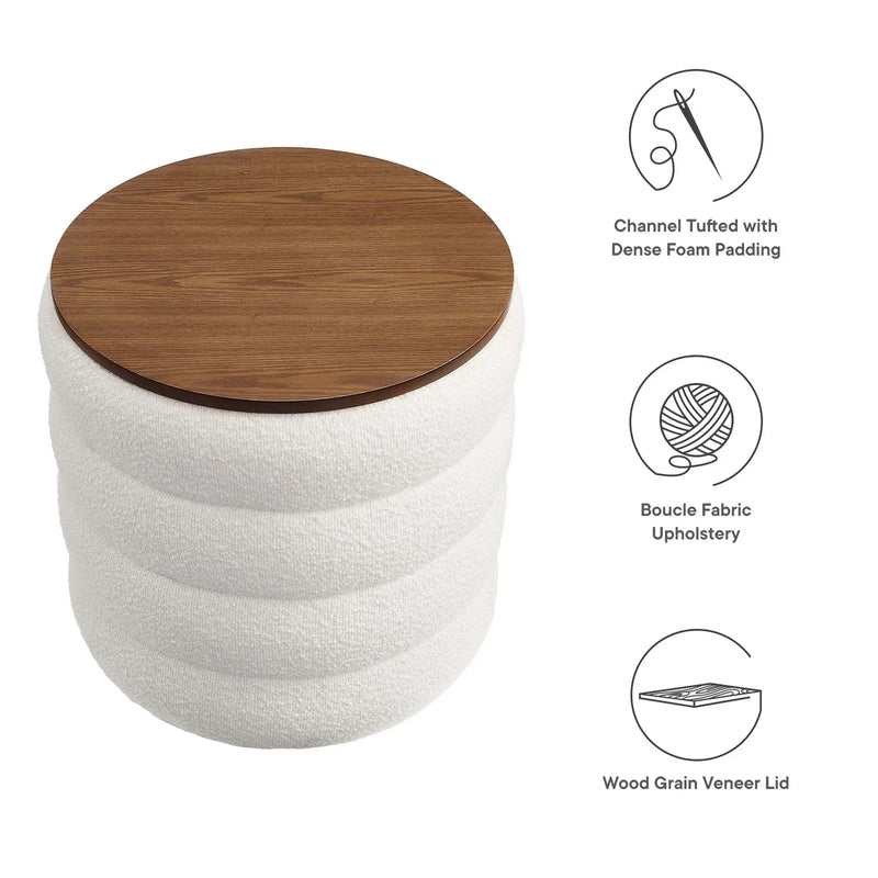 Mezzo Round Boucle Fabric Storage Ottoman by Modway by HouseOfZazla
