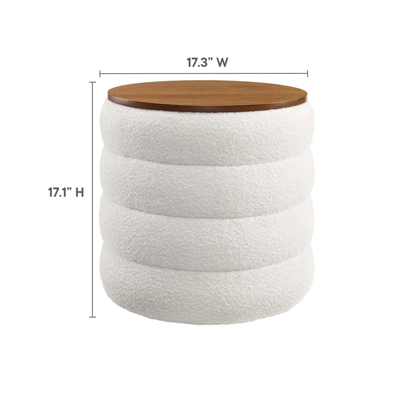 Mezzo Round Boucle Fabric Storage Ottoman by Modway by HouseOfZazla