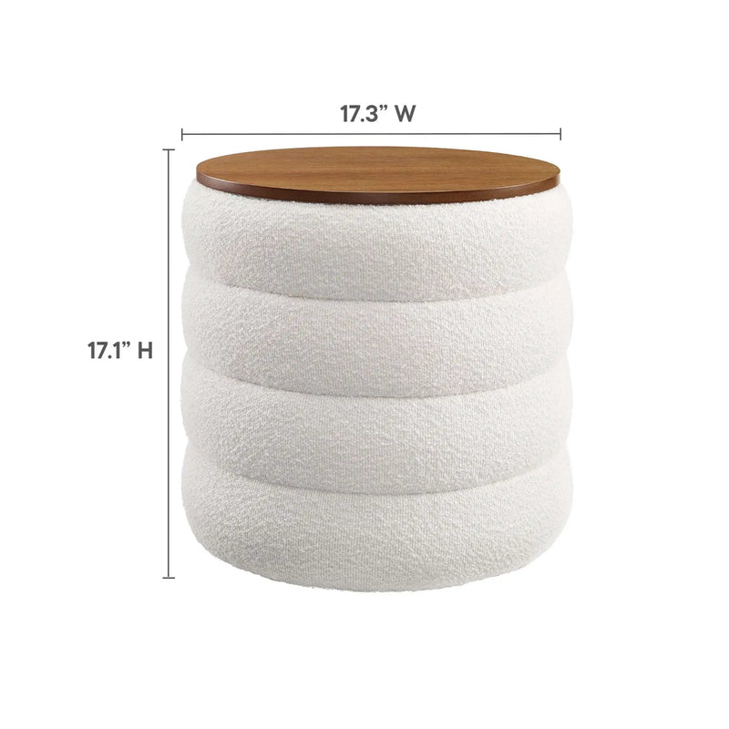 Mezzo Round Boucle Fabric Storage Ottoman by Modway by HouseOfZazla