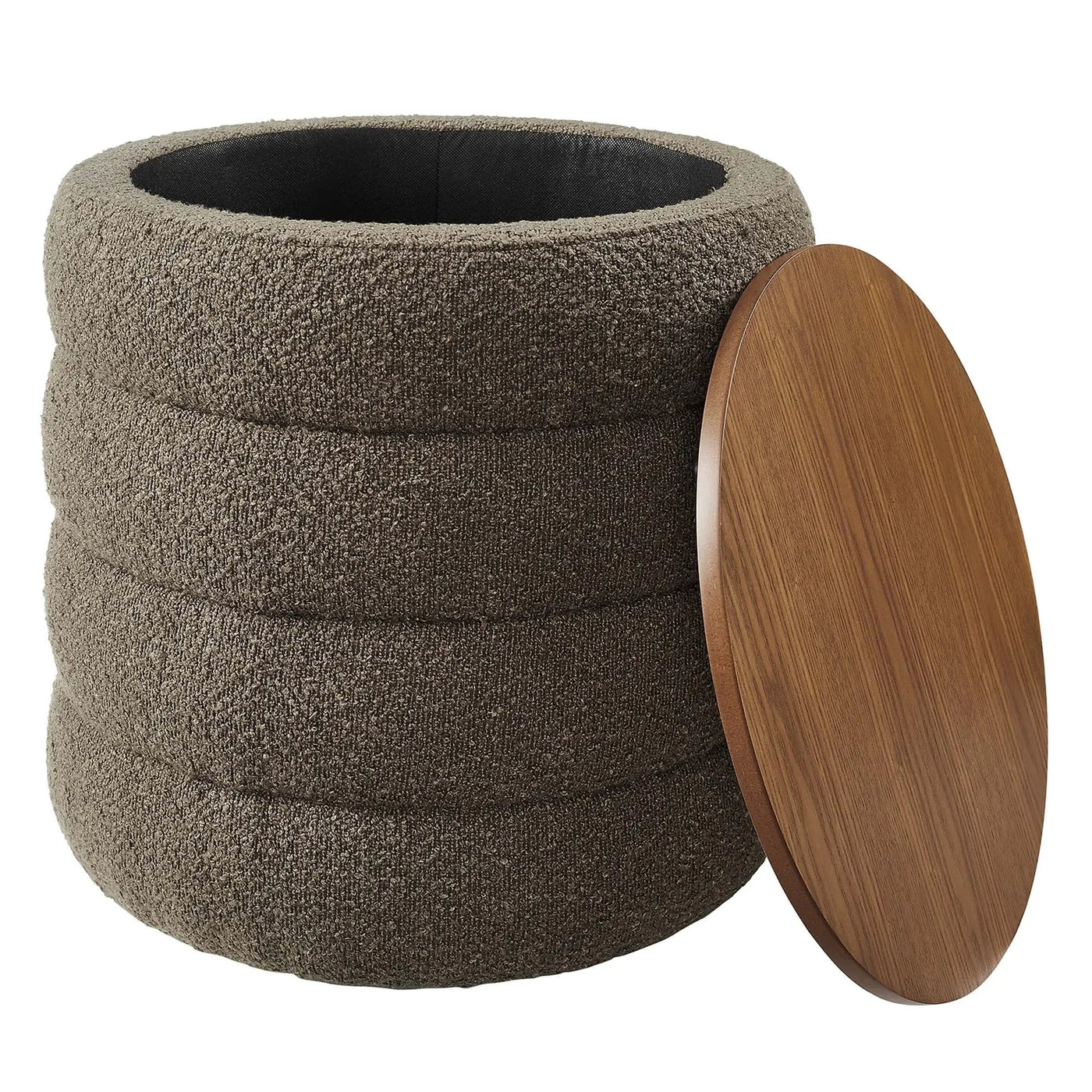 Mezzo Round Boucle Fabric Storage Ottoman by Modway by HouseOfZazla
